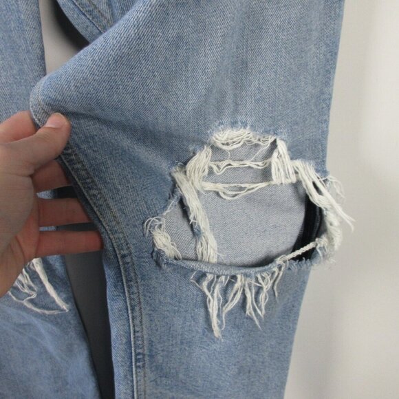 Agolde Riley High Rise Straight Crop Women 31 Blue Cotton Viscose Ripped 684 - Picture 9 of 14